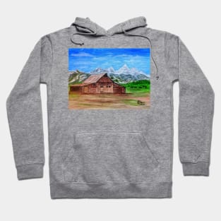 Barn at the Grand Teton Mountain Range Hoodie